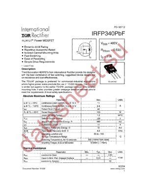 IRFP340PBF datasheet  